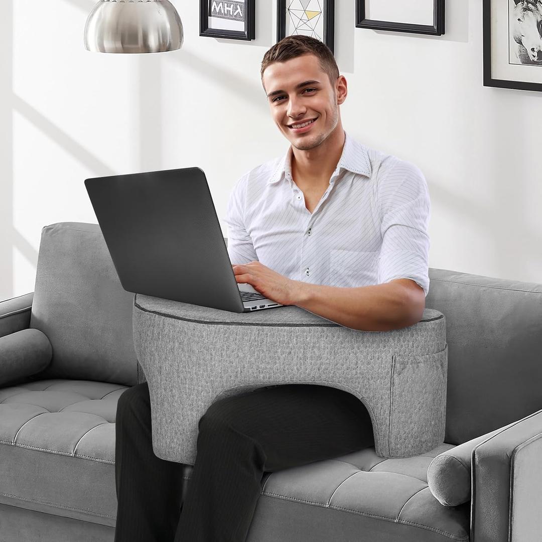Reading Pillow for Gaming Extra Large, Ergonomic Lap Desk Pillow with Pocket, Soft Memory Foam Arm Rest Pillow for Adult, Heart Shaped Gaming Pillow for Lap, Working or Sitting in Bed Floor Sofa
