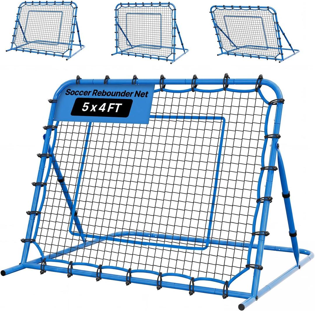 VEVOR Soccer Baseball Rebounder Net, Quick-Switch Angle Soccer Softball Rebounder for Control, Passing Practice, Premium Lacrosse Rebounder Net, Easy Setup Soccer Training Equipment for Teens&Adults, 5x4FT