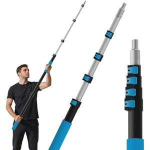 26FT Reach Telescopic Extension Pole, 5-20FT Paint Roller Extension Pole with Flip-Lock Design, Aluminum Alloy Threaded Head for Painting Cleaning Dusting & Window Washing Tools
