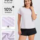 Yoga Women Short Sleeve T-Shirts UPF 30+ Sun Protection Quick Dry Athletic Running Workout Tops Ultra-Soft (Small, Purple)
