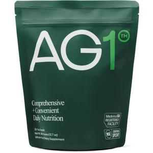 AG1 Greens Powder Supplement | Improve Gut Health | Multivitamin, Probiotic, Gluten Free, Vegan and Keto Friendly | 75 Vitamins (Athletic Greens) - Refill Pouch Only, Best By 03/2025