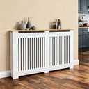 Wisfor Deep Tall Radiator Cover Cabinet: External 36.4inch Height Heater Covers with Natural Wood Texture Top - Inner 35.6inch Thickened MDF Radiator Shelf for Home (Vertical-L 35.6x57.1x7.1in), 36.42 inches