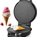 FOHERE Waffle Cone Maker Machine and Ice Cream Bowl Maker with Temperature Control, Double Side Nonstick Waffle Bowl Maker with Cone Roller, 7.5” Thin Waffle Maker for Home Kitchen (Black)
