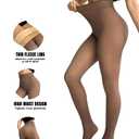 CHICME Womens Thick Fleece Lined Transparent Tights High Waist Elasticity Thermal Pantyhose Faux Sheer Warm Leggings