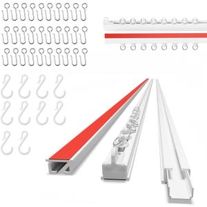 AJAZZ Self Adhesive Ceiling Curtain Track Ceiling Mount, Track for Curtains (10.9FT,3.32M, White) for Smooth Wall - No Drill, Screws, Adhesive Curtain Rod (Non-Flexible)