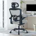 Ergonomic Mesh Office Chair with Lumbar Support- Adjustable High Back Desk Chair with Flip-up Arms- Comfy Home Office Computer Chairs- Task Swivel Rolling Chairs