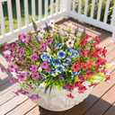 Artificial Flowers for Outdoors Indoors, 20 Bundles Faux Daisy Flowers in 6 Colors, UV Resistant Fake Plants for Garden Decor, Porch, Patio, Window Box, Outdoor Decoration