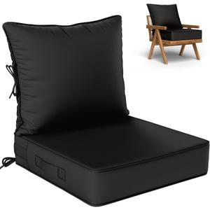 Outdoor Seat Cushion Set 24 L  24 W  5 H Inch Waterproof & Fade Resistant Patio Furniture Cushions with Removable Cover with Handle and Straps for Sofa Chairs, Chairs