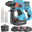 Seesii Cordless SDS-Plus Rotary Hammer Drill for Concrete, 2 4.0Ah Batteries, Includes 3 Drill Bits, Flat & Point Chisels, Lightweight Power Tool for Home Improvement, DIY & Masonry