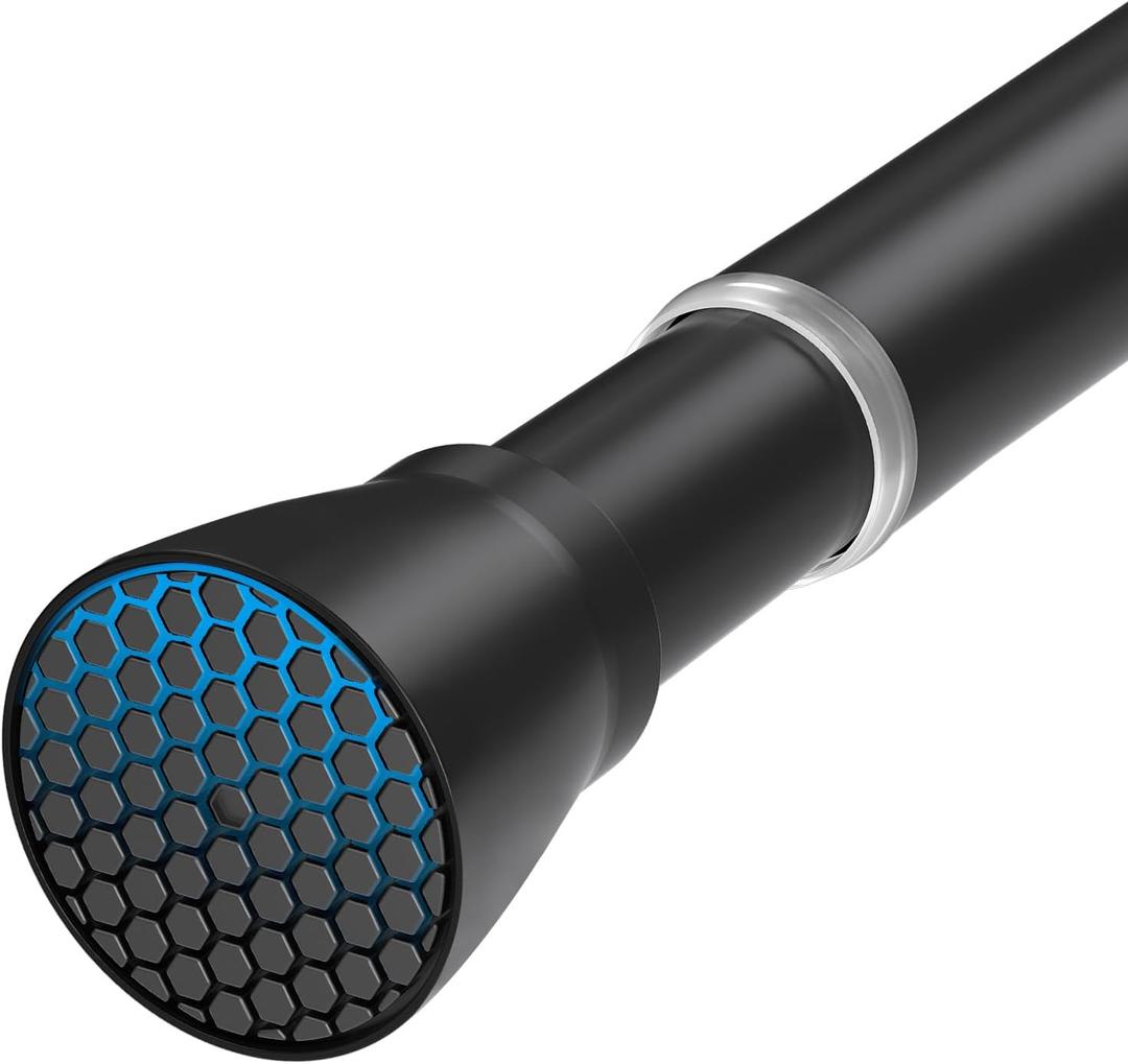 Shower Curtain Rod Adjustable Curtain Rods 30-64 Inch Black Shower Rod Curtain Rods no Drilling Expandable Tension Curtain Rod Spring Rod for Bathroom Closet Doorway Windows