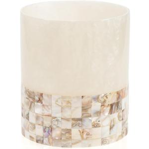 Creative Scents Milano Small Bathroom Trash Can 1.58 Gal / 6L - Decorative Bathroom Wastebasket with Beautiful Mother of Pearl Shells; Modern Round Waste Basket for Room, Bedroom or Living Room