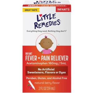 Little Remedies Baby Medicine, Infant Fever and Pain Relief with Acetaminophen, Berry Flavor, 2 Fl Oz