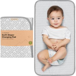 KeaBabies Portable Diaper Changing Pad, Easy Wipe Clean - Foldable Waterproof Baby Changing Mat for Diaper Bag, Compact, Lightweight, 25x13 Newborn, Infant, Baby Changer Travel Essential (Gray Mod)