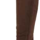 SERAIH Womens Over The Knee Thigh High Boots Faux Suede Pointed Toe Side Zipper Chunky Block Heel Stretch Boots (8.5, Coffee)