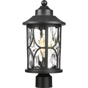 zeyu 17 Inch Black Outdoor Post Lights, Modern Exterior Pole Light, Lamp Posts Outdoor Lighting for Garden Patio, Die-Cast Aluminum with Clear Water Ripple Glass, ZX48MP-WG BK