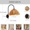 Bofea-Boho Rattan Wall Sconce Black Hard-Wired Wall Lamp,Handmade Creative Rattan Flower Petal Sconces,Farmhouse Living Room Indoor Lighting,Vintage Black Lighting for Bedroom Hallway
