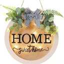 HOMCDALY Welcome Sign for Front Door, Door Wreaths for Front Door Outside, Farmhouse Welcome Wooden Door Hanger, Rustic Wall Door Sign, Seasonal Home Decorations (F-White)