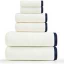 Luxury Bath Towels Set of 6,2 Bath Towels, 2 Hand Towels, 2 WashCloths,100% Cotton Soft & Highly Absorbent Silk Hemming Towels for Bathroom, Gym, Spa, Hotel, White