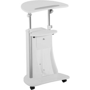 Adjustable Height Rolling Laptop Cart with Storage, Sit to Stand Desk with Wheels, Podium Stand or Medical Cart, White