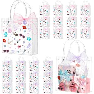 Sweetude 24 Pack Era' Party Clear PVC Gift Bags with Handles 8 Goodie Bags for Birthday Supplies Girl Fans Concert Bachelorette Music Singer Party Decorations Women Merchandise Music Lover Gift
