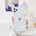 NITITOP Compatible with iPhone 11 Pro Max Case Cute Clear Blue Durable Love Heart Pattern for Girls Women Soft TPU Transparent Colourful Frame Full Camera Lens Shockproof Protective Cover - Blue