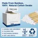 500 Count Cotton Swabs, Bamboo Cotton Swab for Eye Ears Oil Makeup, Lint Free Double Tipped Natural Cotton Buds, Cleaning with Wood Handle Remove Dust and Dirt, 500 Count Pack of 2)