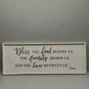 Bless The Food Before Us Home Decor Wall Sign For Family Kitchen Farmhouse Dining Room Vintage Rustic Retro Boho Wood House Wall Art Decoration For Living Room Bedroom 40 x 15 Inch white