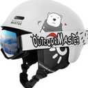 OutdoorMaster Kids Ski Helmet and Goggles Set, Snowboard Helmet, Durable PC Shell & EPS Foam, Snow Helmet 12 Cooling Vents, Dial Fit Skiing Helmet, Safety-Certified Snow Sport Helmets for Boys & Girls (48-52cm X-Small, Arctic White)