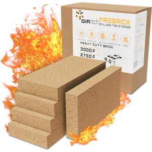 USM-5 Heavy Duty Firebricks 5-Pack Fireclay, Chamotte 3000F US Stove 9" x 4-1/2" x 1-1/4" Insulating, Replacement Fire Bricks for Fireplaces, Wood Stoves, Pizza Ovens, Steel Furnaces, Forge