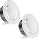 HG Power 8 Inch Soffit Vent, Adjustable Air Vent Cover, ABS Round Ceiling Vent Covers for Living Room, Attic, Bathroom, Kitchen, Ventilation Use, White - Opening Size 7.32", 2 Pack (8 Inch, 2 Pack)