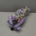 Jusdreen LED Teardrop Floral Wreath with Butterflies, Faux Lavender Hanging Decor with Lights for Farmhouse Home