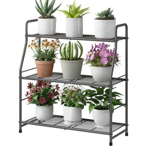 Simple Trending Plant Stand Outdoor Indoor 3 Tier Metal Waterproof Plant Shelf for Living Room Balcony Garden
