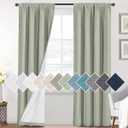 H.VERSAILTEX Linen Look 100% Blackout Curtains 84 Inches Long for Bedroom Full Light Blocking Rod Pocket 42 Inches Wide Linen Textured Thick Window Curtain Drapes with White Backing, Sage, 2 Panels