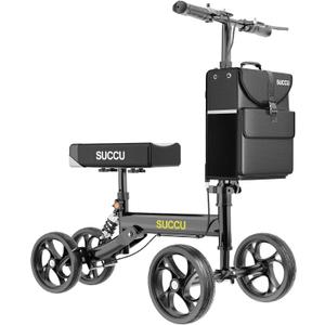 Knee Scooter for Adults for Foot Injuries, Storage Bag, 13" Knee Pad, Shiny Black