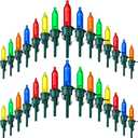 Honoson 240 Pieces LED Replacement Christmas Bulb 3v Waterproof LED Lights Bulb Bulk for Christmas Tree Decorations Xmas Indoor Outdoor Home Light Decor (Green Base with Multi Color Bulb)