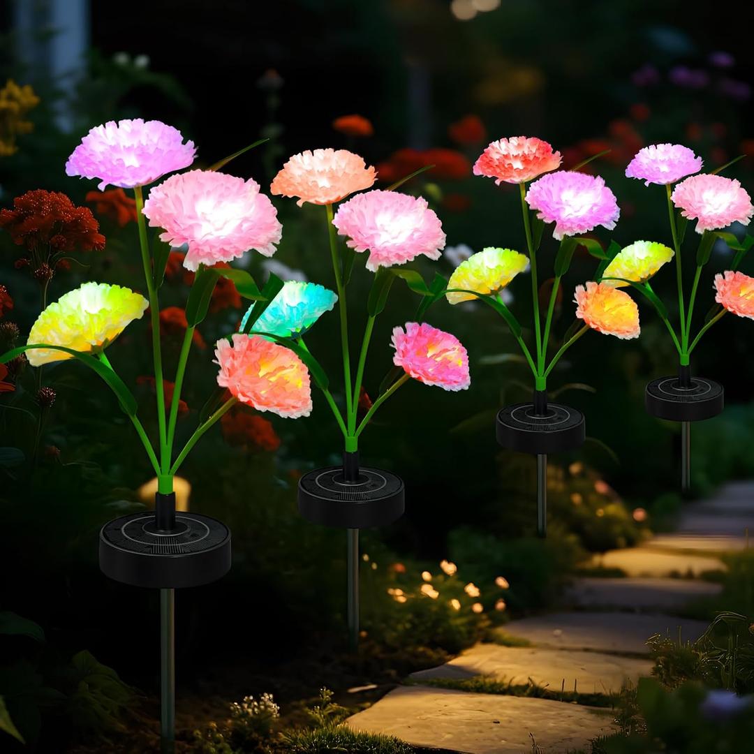 Solar Lights Outdoor, Dual Use Flower Lights with 40H Runtime