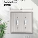 2-Pack Double Toggle Light Switch Cover Plate, Durable Solid Zinc Alloy Decorative Dual Switch Plate Covers, Brushed Nickel 2 Gang Wall Plate, Corrosion Resistant