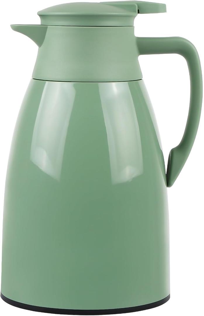 CABAX 34-Oz Thermal Carafe Coffee Bottle,1L Capacity Vacuum Insulated Portable Hot Cold Pot Thermal Carafe for Travel Camping, Green