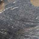 GarveeHome Scalloped 3x5 Area Rug Washable Non-Slip Low-Pile Indoor Rugs for Entryway Solid Blue Modern Minimalism Carpet for Bedroom Living Room Kitchen Bathroom Door Mat