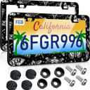 License Plate Frames 2 Pack for Women Men Car Plate Holder Cover Butterfly Insects Specimen Black Metal Tag Frame Stainless Steel Car Front Rear Plate Decor