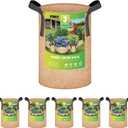 iPower 5-Pack 3 Gallon Plant Grow Bags Thickened Nonwoven Aeration Fabric Pots Heavy Duty Durable Container, Strap Handles for Garden, Tan