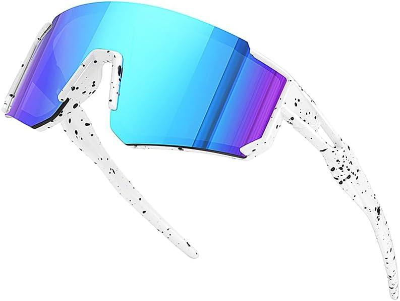 Kids Sunglasses Youth Baseball Sunglasses for Boys Girls Softball Sports Sun Glasses UV Protection (White/Blue)