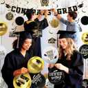 Black and Gold Graduation Party Supplies Kit - Grad Decor Set with Congrats Grad Banner, Class of 2026 Hanging Swirls, Graduation Balloons & Honeycomb Balls - for High School & College Celebrations