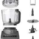 Ninja Food Processor, Professional Plus, 1000 Peak Watts, 4 Functions for Chopping, Slicing, Purees & Dough with 9-Cup Processor Bowl, 3 Blades, Food Chute & Pusher, Silver, BN601