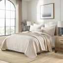 Beige BeddingCotton King Size Comforter SetGeometric Matelasse Quilt SetSoft Cotton Quilt Solid Color Lightweight Bedspread All Seasons 3 Piece