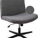 LavishCover Armless Chair Cover Office Desk Chair Cover, Waterproof and Elastic Criss Cross Chair Cover, Exquisite Vanity Chair Cover, Mid Back Wide Seat Accent Chair Covers(Grey, Corn, Just the Cover)