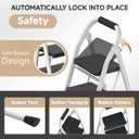 5 Step Ladder, Foldable Step Stool with Wide Anti-Slip Pedal & Thick Rubber Feet, Cushioned Handle, Safe-Lock Design, Folding Portable Ladder for Multi-Purpose, 800lb, White