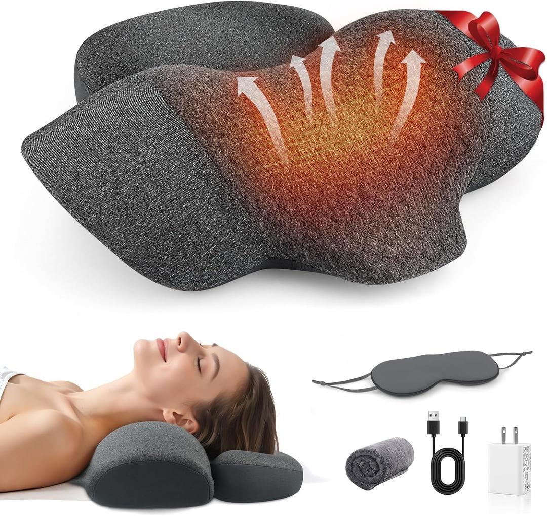 3-in-1 Neck Massager Pillow - Neck Cervical Traction Device with Heat,Vibration Massage & Airbag Traction,Neck Pillow for Pain Relief Deep Tissue Ergonomic Neck Shoulder Relaxer Gift Idea