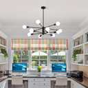 AMZASA Black Sputnik Chandeliers, 12 Light Modern Farmhouse Mid Century Pendant Light, Chandeliers for Dining Room Living Room Kitchen Island Entryway Foyer, UL Listed