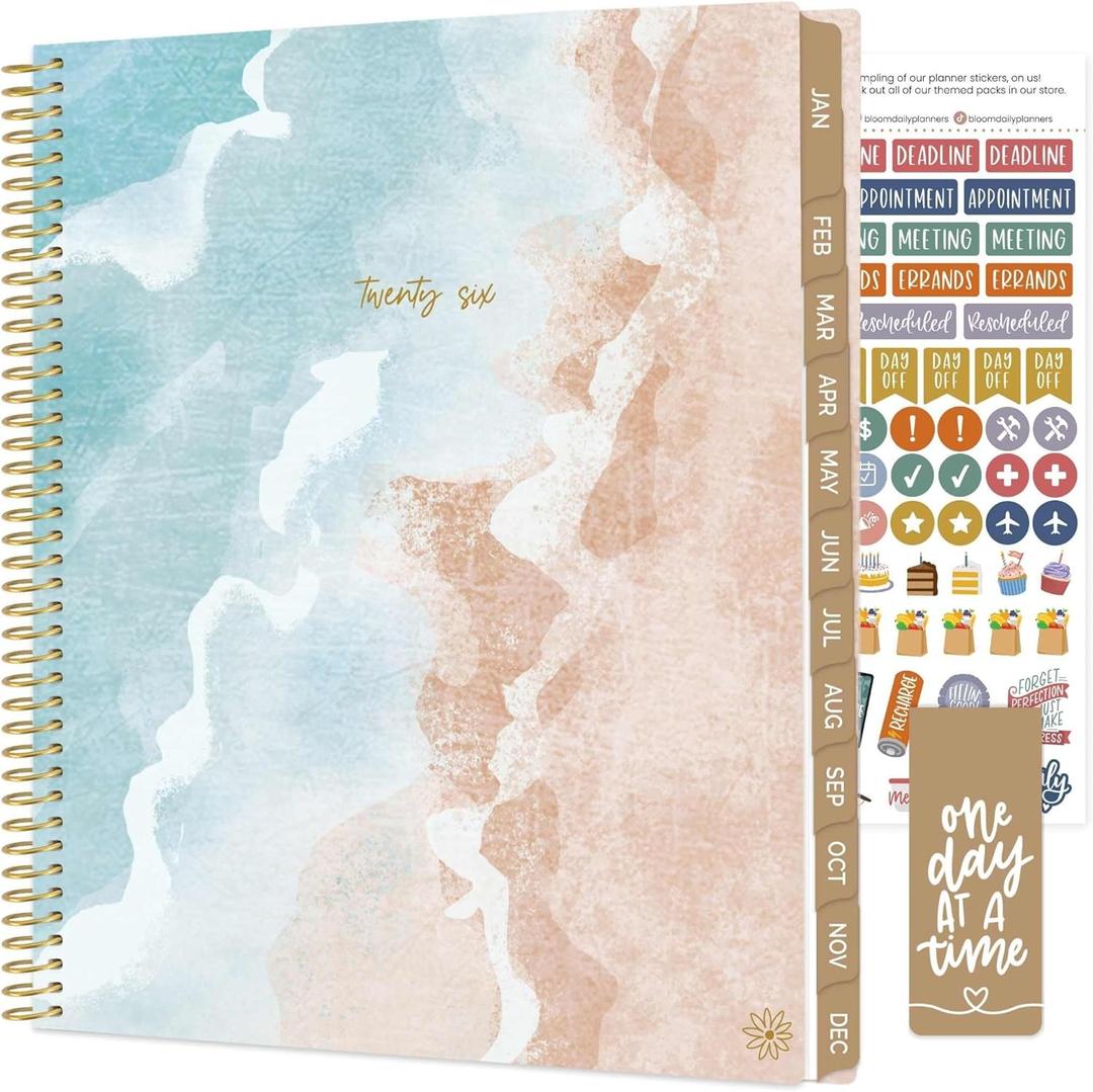 bloom daily planners 2026 Planner (January to December) - 8.5 x 11 Weekly & Monthly Dated Agenda Organizer Book with Stickers & Tabs - Flexible Soft Cover - Ocean Oasis